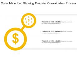 Consolidate icon showing financial consolidation process