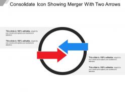 Consolidate icon showing merger with two arrows