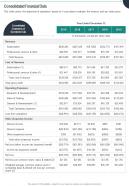 Consolidated financial data presentation report infographic ppt pdf document