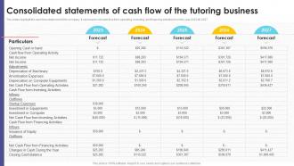 Consolidated Statements Of Cash Flow Tutoring Business Plan BP SS
