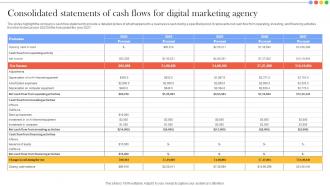 Consolidated Statements Of Cash Flows For Financial Summary And Analysis For Digital Marketing Agency
