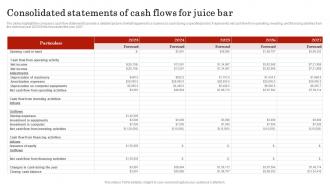 Consolidated Statements Of Cash Flows For Smoothie Bar Business Plan BP SS