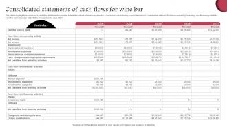 Consolidated Statements Of Cash Flows For Wine Cellar Business Plan BP SS