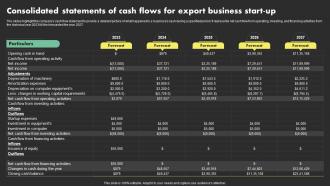 Consolidated Statements Of Cash Overseas Sales Business Plan BP SS