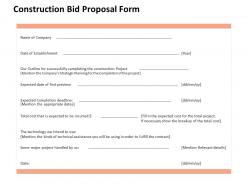 Construction bid proposal form ppt powerpoint presentation pictures professional