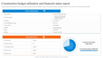 Construction Budget Utilisation And Financial Status Report