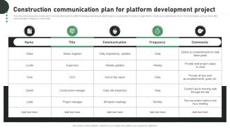 Construction Communication Plan For Platform Development Project