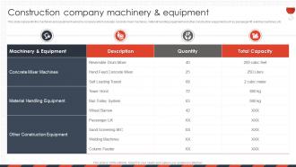 Construction Company Profile Construction Company Machinery And Equipment