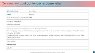 Construction Contract Tender Response Letter