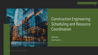 Construction Engineering Scheduling And Resource Coordination PPT Template AT