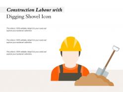 Construction labour with digging shovel icon