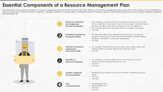 Construction management for maximizing resource efficiency essential components of a resource