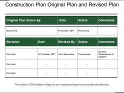 Construction Plan Original Plan And Revised Plan