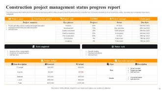 Construction Progress Status Powerpoint Ppt Template Bundles Researched Best