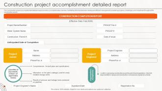 Construction Project Accomplishment Detailed Report