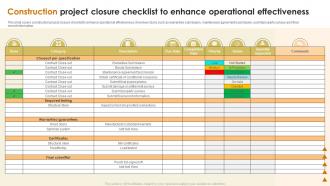 Construction Project Closure Checklist To Enhance Operational Effectiveness
