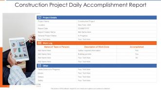 Construction project daily accomplishment report