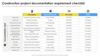 Construction Project Documentation Requirement Project Documentation PM SS