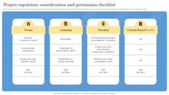 Construction Project Feasibility Report Project Regulatory Consideration And Permission Checklist