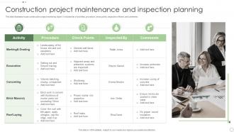 Construction Project Maintenance And Inspection Planning