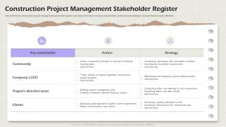 Construction Project Management Stakeholder Register