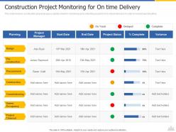 Construction project monitoring construction project risk landscape ppt information