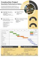 Construction Project Quarterly Performance Status Presentation Report Infographic Ppt Pdf Document
