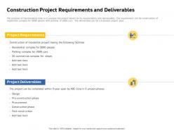 Construction project requirements and deliverables complex span ppt slides