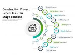 Construction project schedule in ten stage timeline