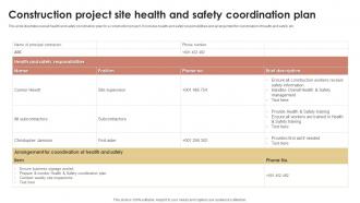 Construction Project Site Health And Safety Coordination Plan