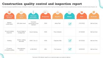 Construction Quality Control And Inspection Report