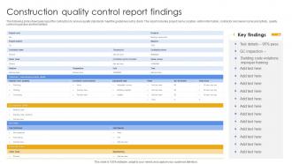 Construction Quality Control Report Findings