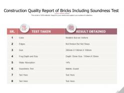 Construction quality report of bricks including soundness test
