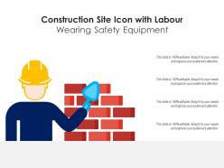 Construction site icon with labour wearing safety equipment