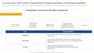 Construction Site Safety Department Objectives Roles Responsibilities Comprehensive Safety Plan Building Site