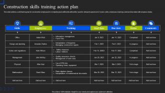 Construction Skills Training Action Plan