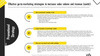 Construction Start Up Effective Go To Marketing Strategies To Increase Sales Volume BP SS Impressive Slides