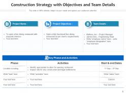 Construction strategy structure procurement development activities timeline deliverables