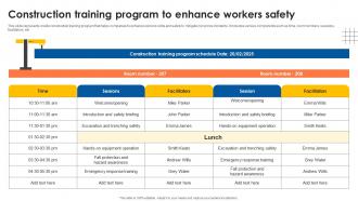 Construction Training Program To Enhance Workers Safety