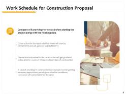Construction Work Schedule Proposal Powerpoint Presentation Slides