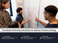 Consultants performing calculations for optimum inventory strategy