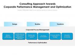 Consulting approach towards corporate performance management and optimization