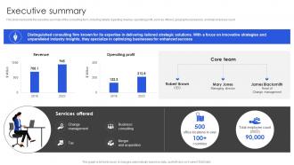 Consulting Company Profile Executive Summary Ppt Inspiration Files CP SS