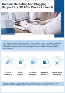 Consulting Content Marketing And Blogging Support Xx After Product One Pager Sample Example Document
