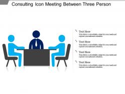 Consulting icon meeting between three person
