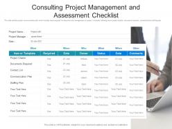 Consulting Project Management And Assessment Checklist