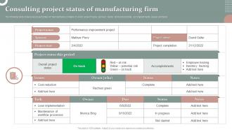 Consulting Project Status Of Manufacturing Firm