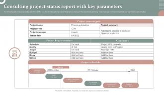 Consulting Project Status Report With Key Parameters