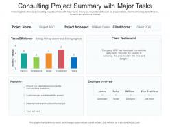 Consulting project summary with major tasks