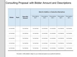 Consulting proposal with bidder amount and descriptions